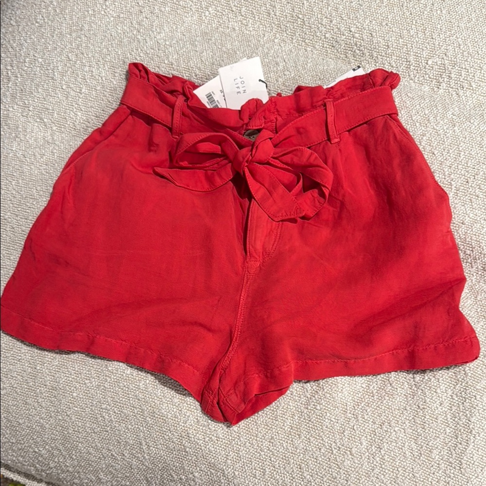 Zara Red Women's Shorts with Bow Detail